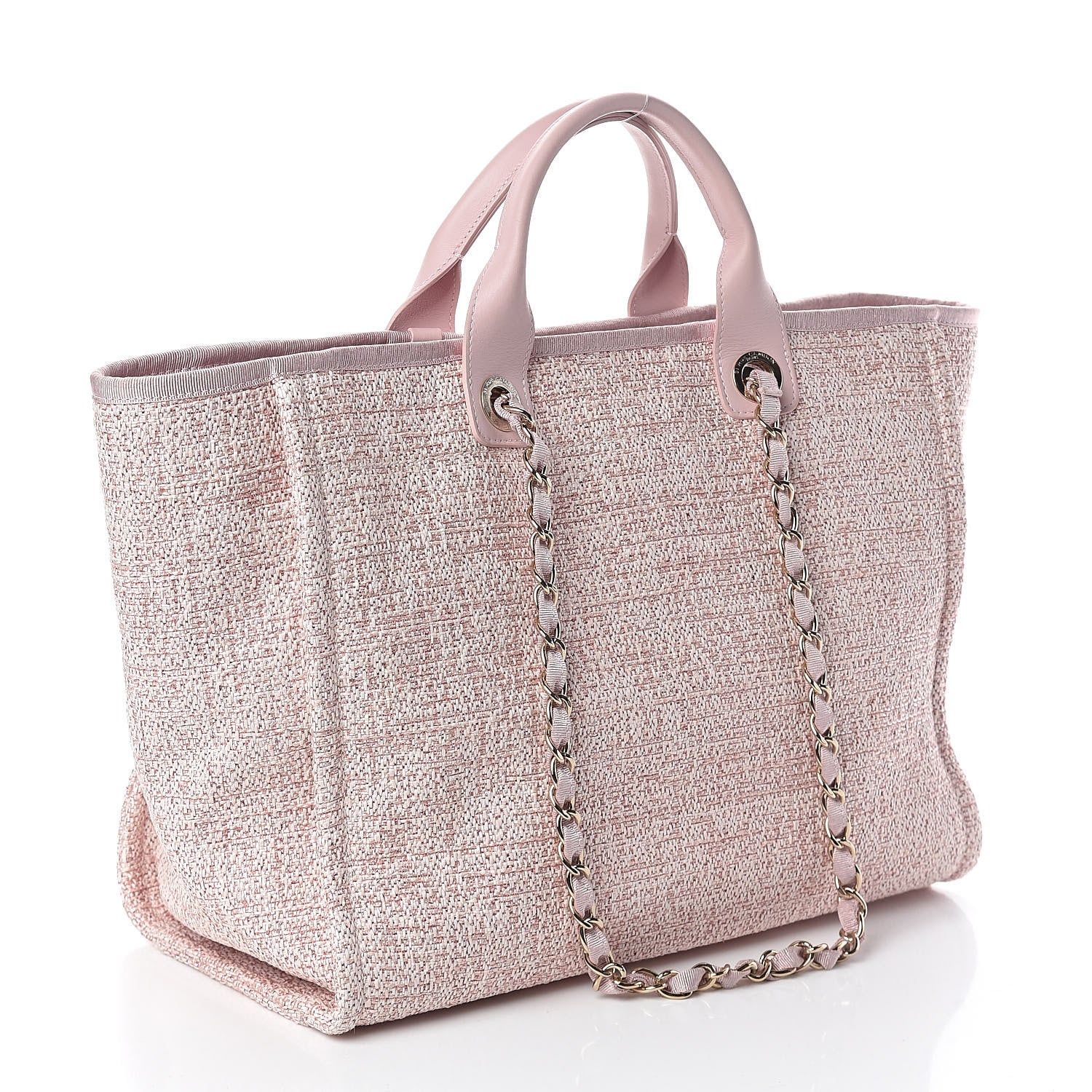 Chanel Straw Lurex Large Deauville Tote Pink 3 of 10