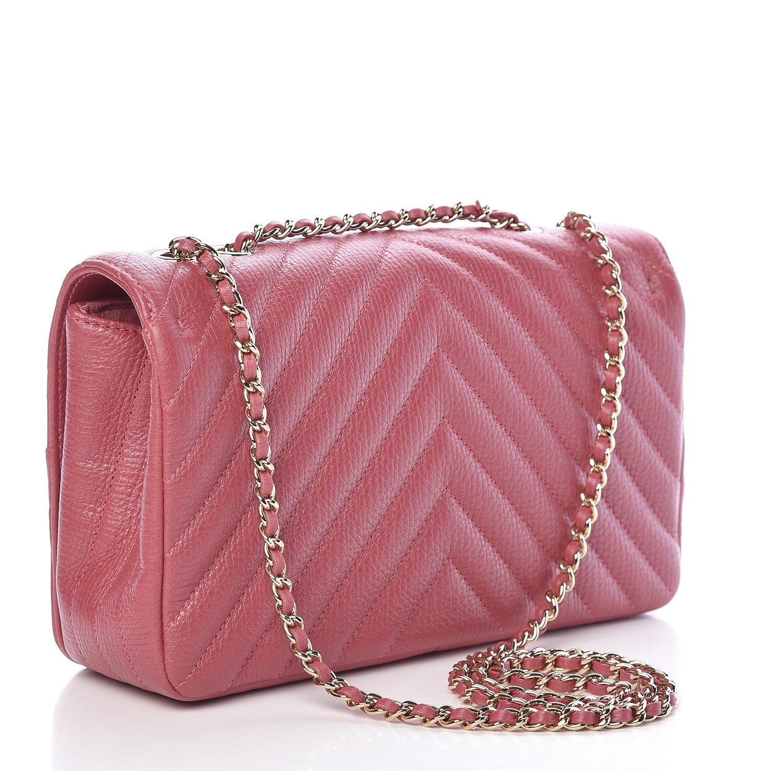 Chanel Calfskin Chevron Quilted Statement Flap Pink 3 of 12