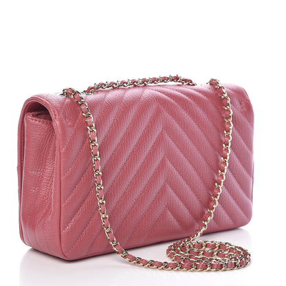 Chanel Calfskin Chevron Quilted Statement Flap Pink 3 of 12