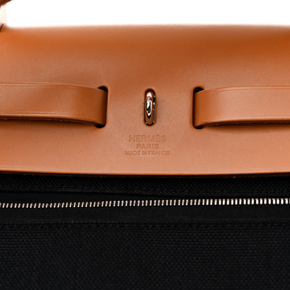 Hermes Criss Viking Vache Hunter Herbag Zip Retourne 31 PM Black White Fauve 7 of 12