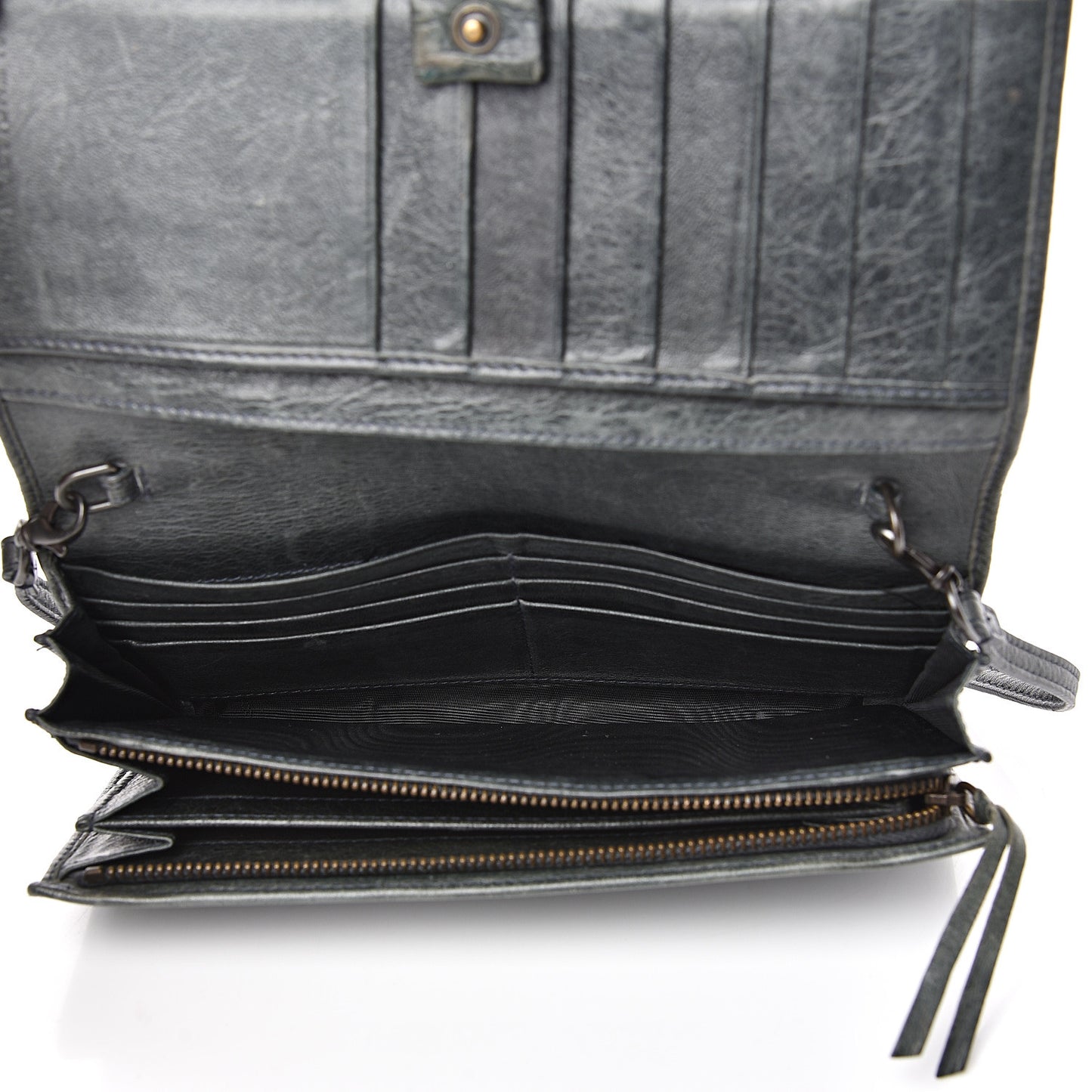 Agneau Classic Hardware Continental Wallet on Strap Anthracite