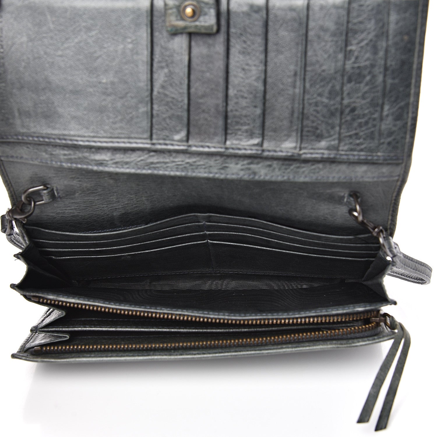 Balenciaga Agneau Classic Hardware Continental Wallet on Strap Anthracite 5 of 15