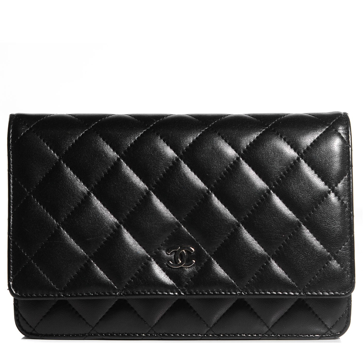 Chanel Lambskin Quilted Wallet On Chain WOC Black 1 of 8
