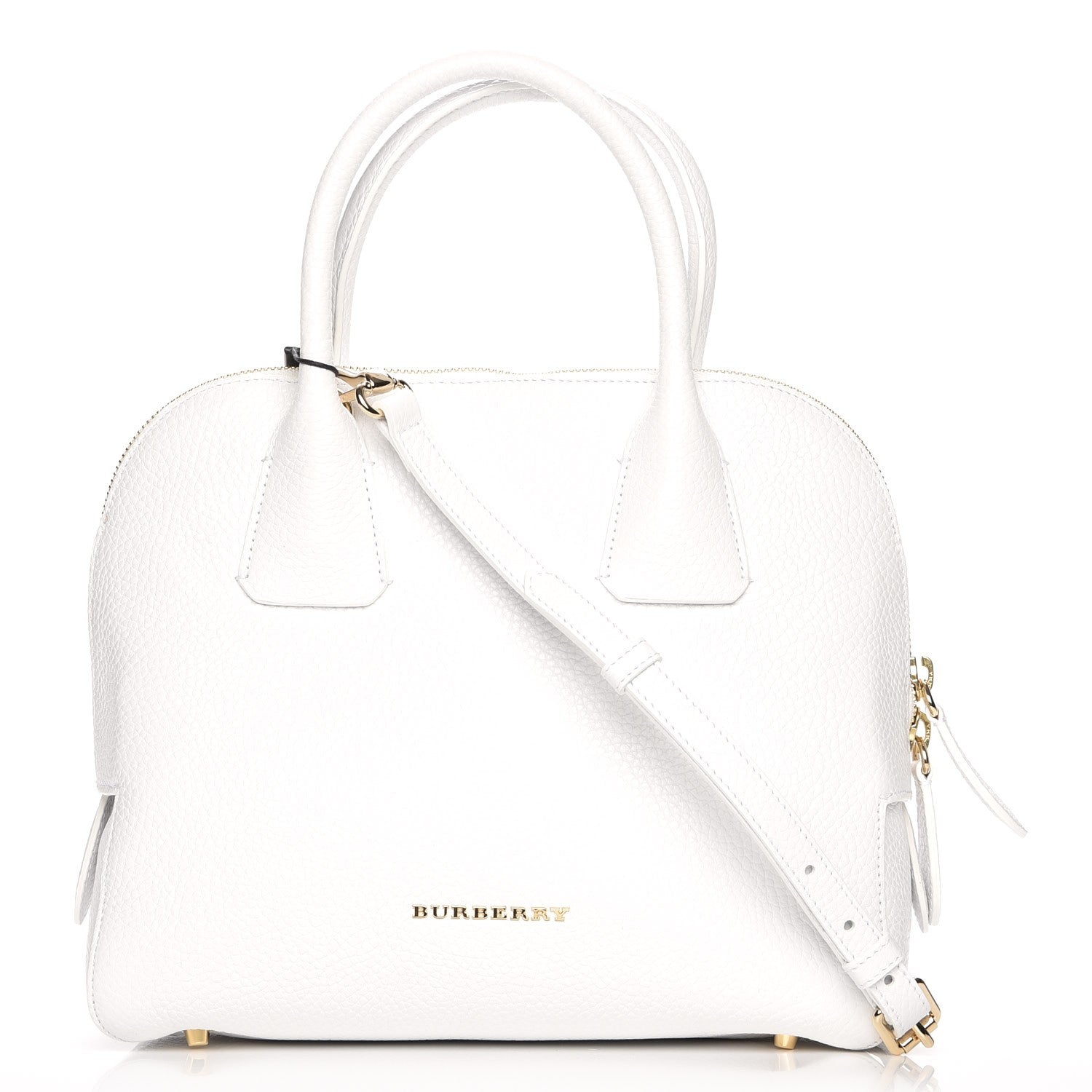 Burberry London Grainy Calfskin Small Greenwood Bowling Bag White 1 of 11