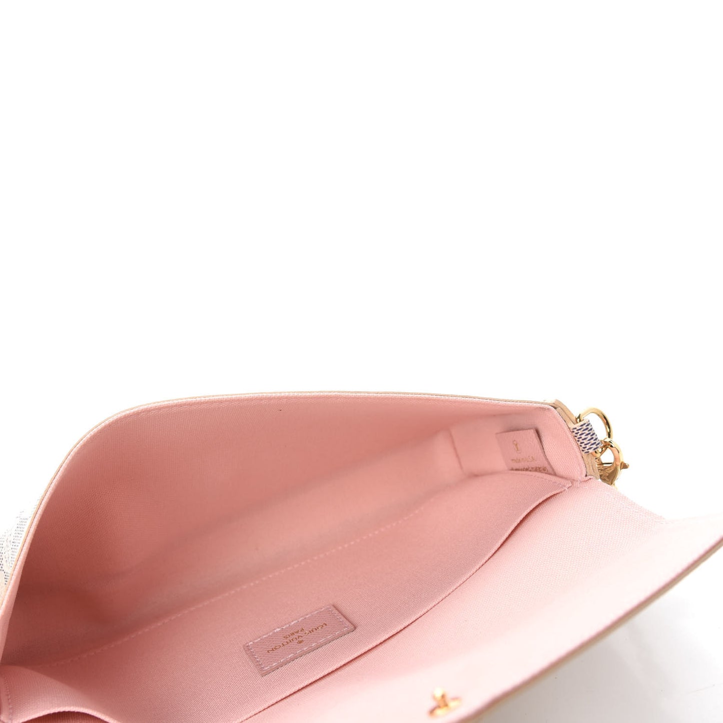 Damier Azur Pochette Felicie Chain Wallet Rose Ballerine