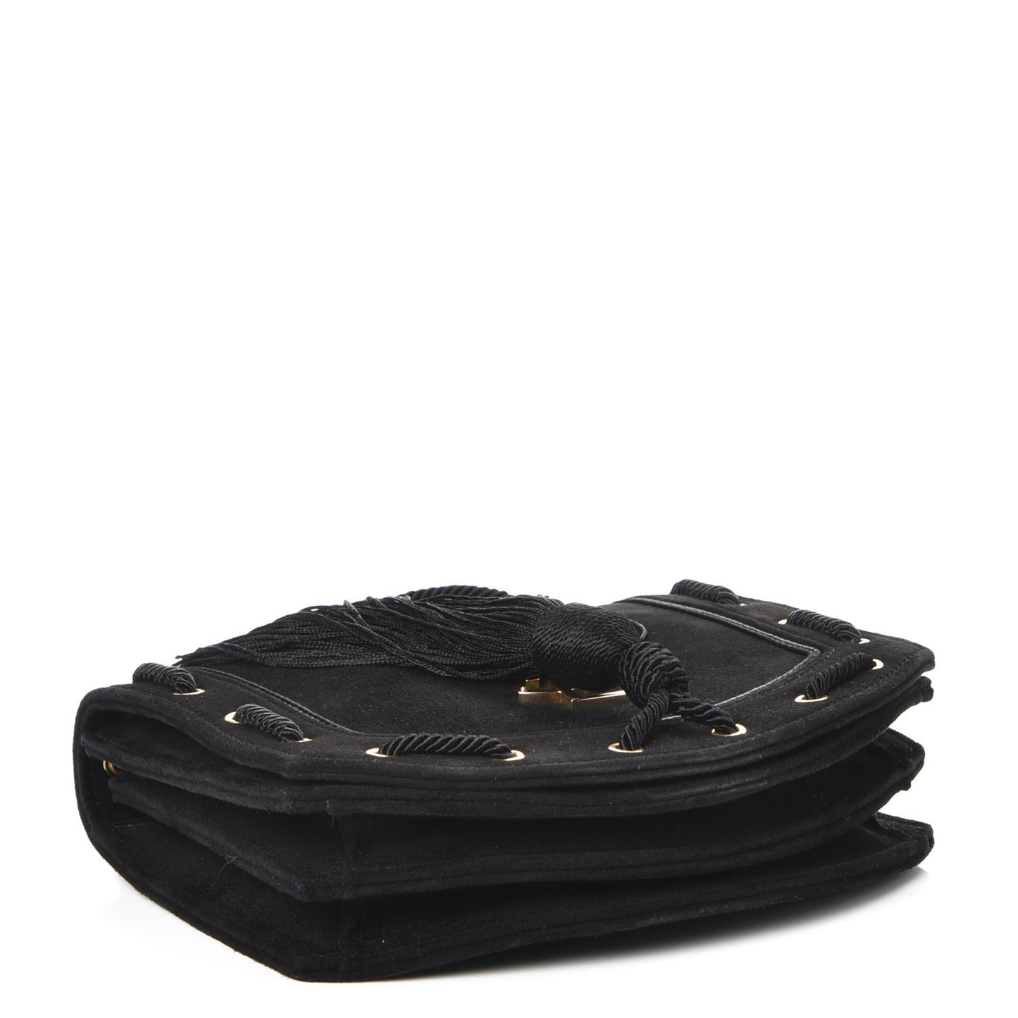 Suede Medium Monogram Fetish Satchel Black