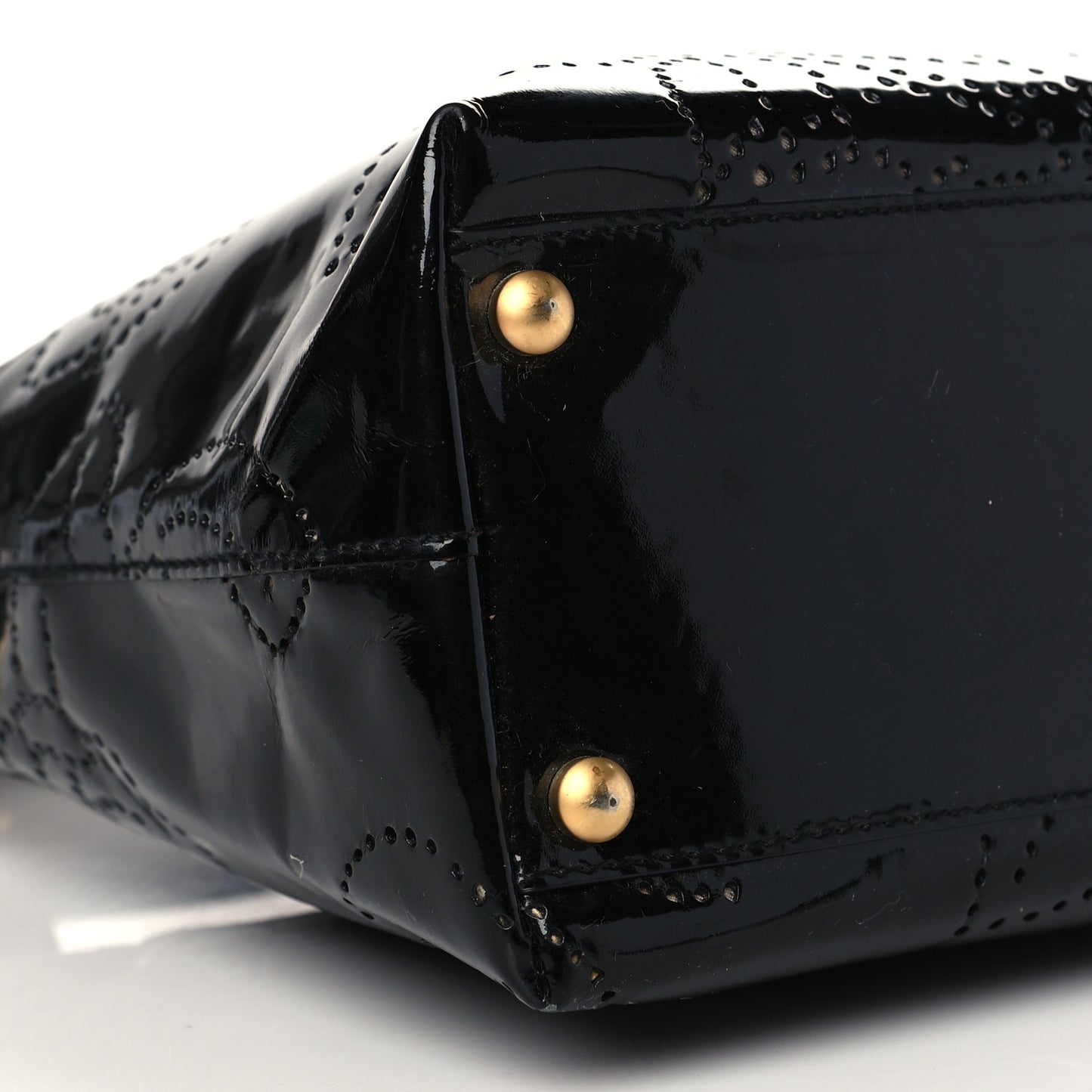 Patent Perforated Camelia Hobo Black