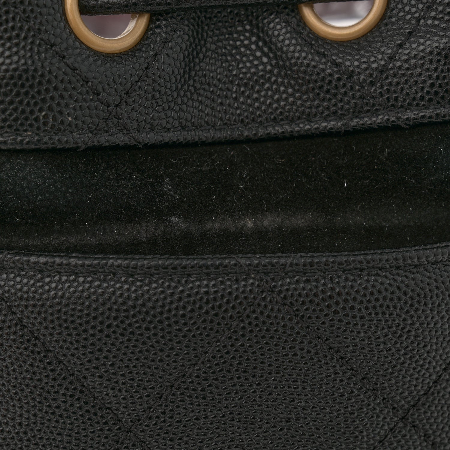 Chanel Caviar Suede Quilted Drawstring Bucket Bag Black 12 of 13