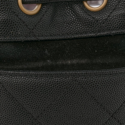 Chanel Caviar Suede Quilted Drawstring Bucket Bag Black 12 of 13