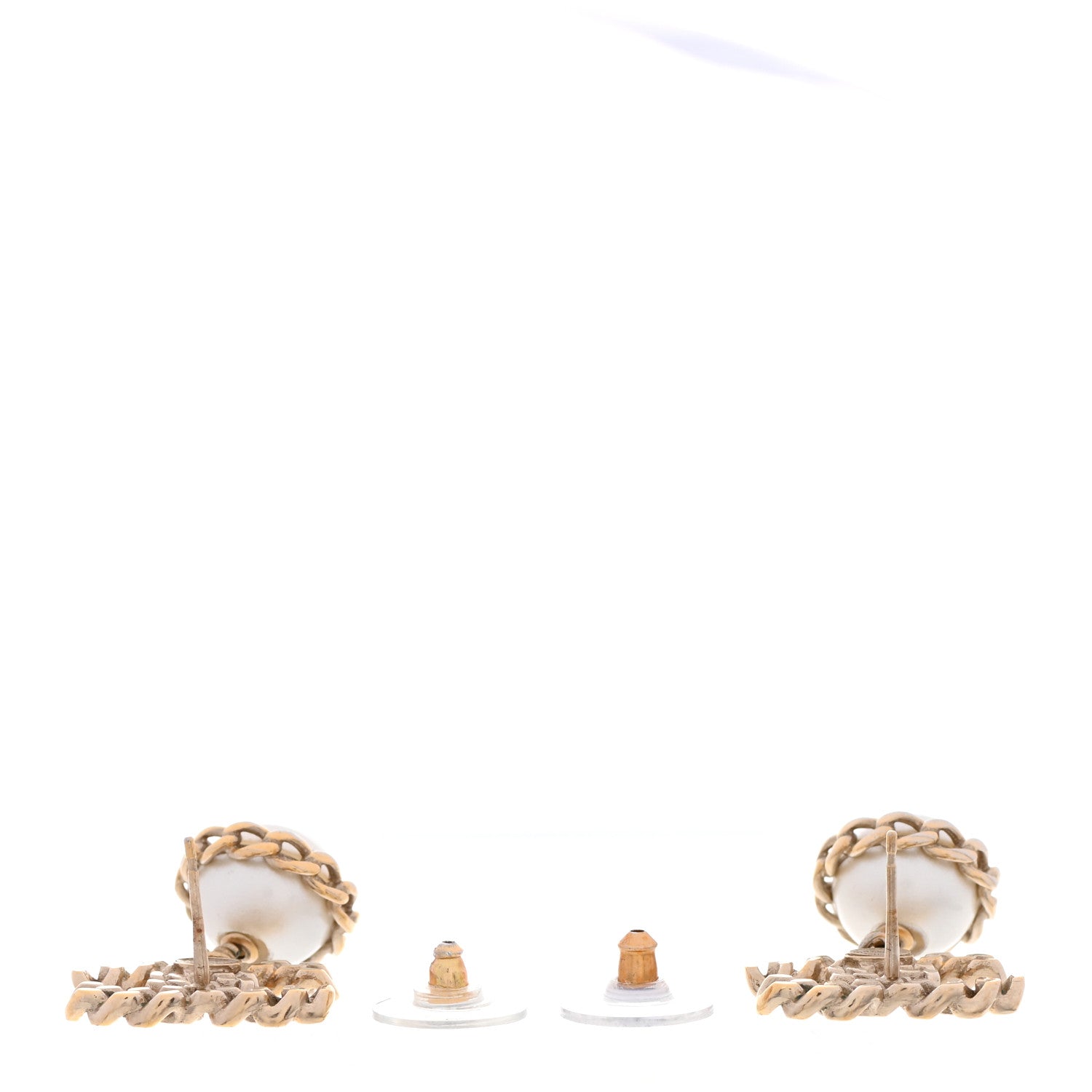 Chanel Chain Pearl CC Drop Earrings Gold 3 of 5