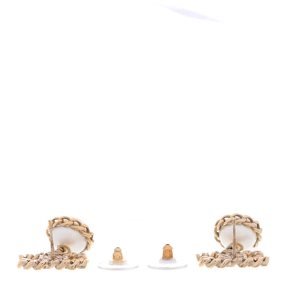 Chanel Chain Pearl CC Drop Earrings Gold 3 of 5
