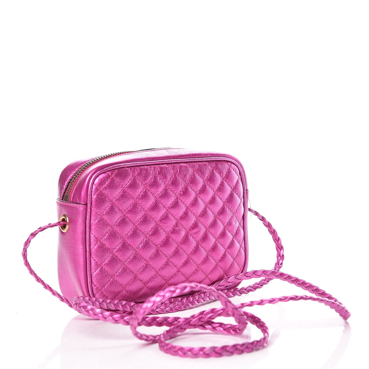Gucci Laminated Nappa Trapuntata Mini Zumi Shoulder Bag Fuxia 3 of 9