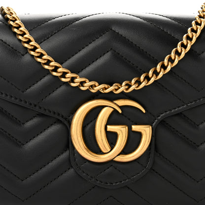Gucci Calfskin Matelasse GG Marmont Chain Wallet Black 8 of 11