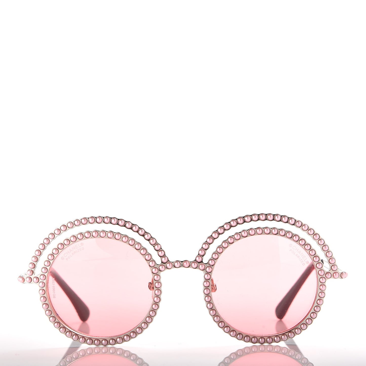 Metallic Pearl Round Polarized Sunglasses 9521-H Pink Silver