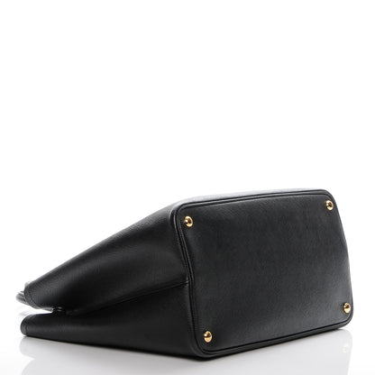 Prada Saffiano Cuir Large Double Bag Nero Black Ciliegia 4 of 6