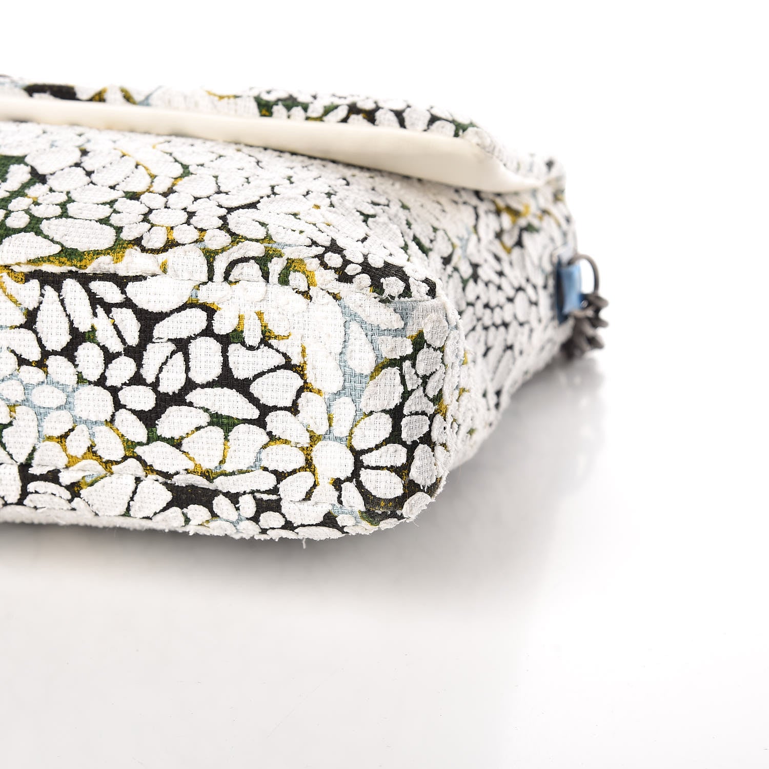 Chanel Tweed Calfskin Floral Messenger Flap Green Black White 6 of 9