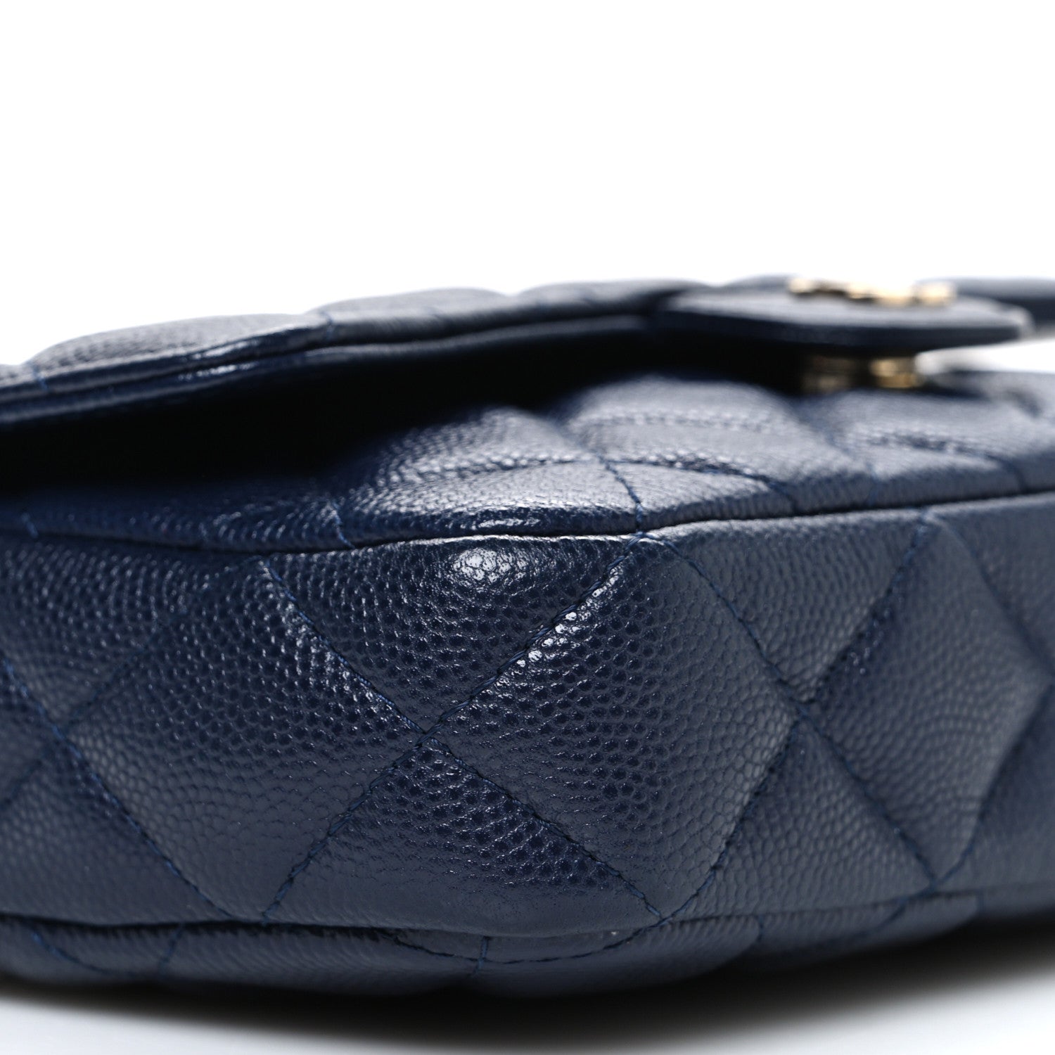 Chanel Caviar Quilted Flap Phone Holder With Chain Navy Blue 10 of 11