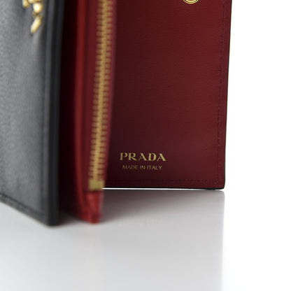 Prada Daino Colour Large Snap Wallet Black Fuoco 6 of 7