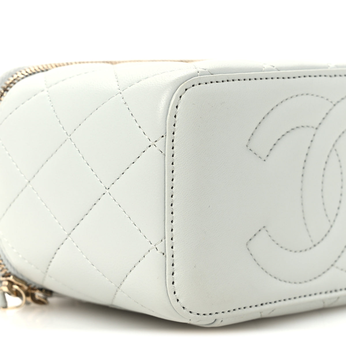 Chanel Lambskin Quilted Small Pearl Crush Vanity Case With Chain Grey 10 of 11