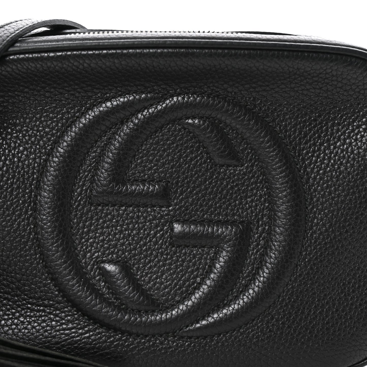 Pebbled Calfskin Small Soho Disco Bag Black