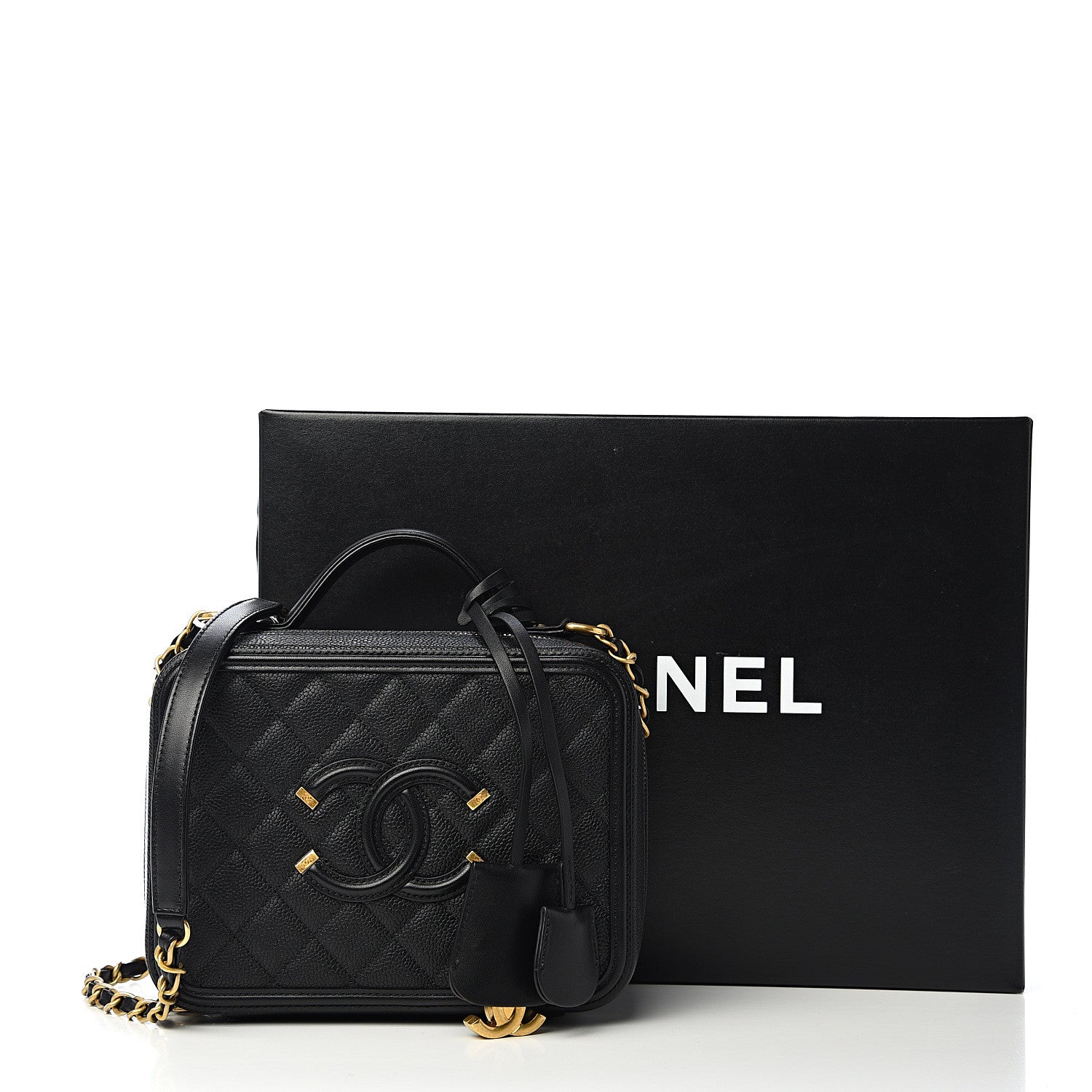 Chanel Caviar Quilted Medium CC Filigree Vanity Case Black 10 of 10