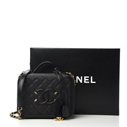 Chanel Caviar Quilted Medium CC Filigree Vanity Case Black 10 of 10
