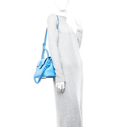 Versace Calfskin Medium La Medusa Top Handle Handbag Blue 2 of 9