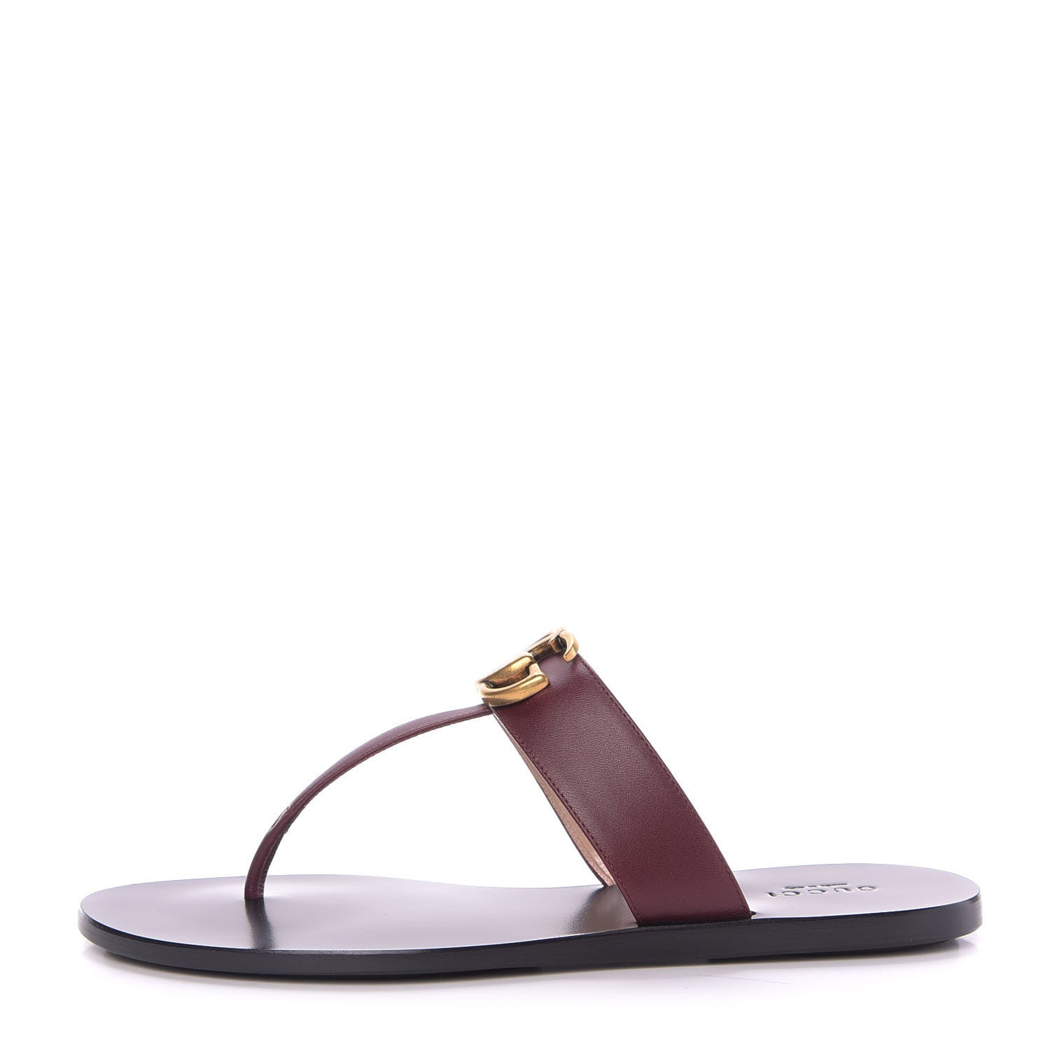 Gucci Calfskin GG Marmont Thong Sandals 37 Vintage Bordeaux 1 of 10