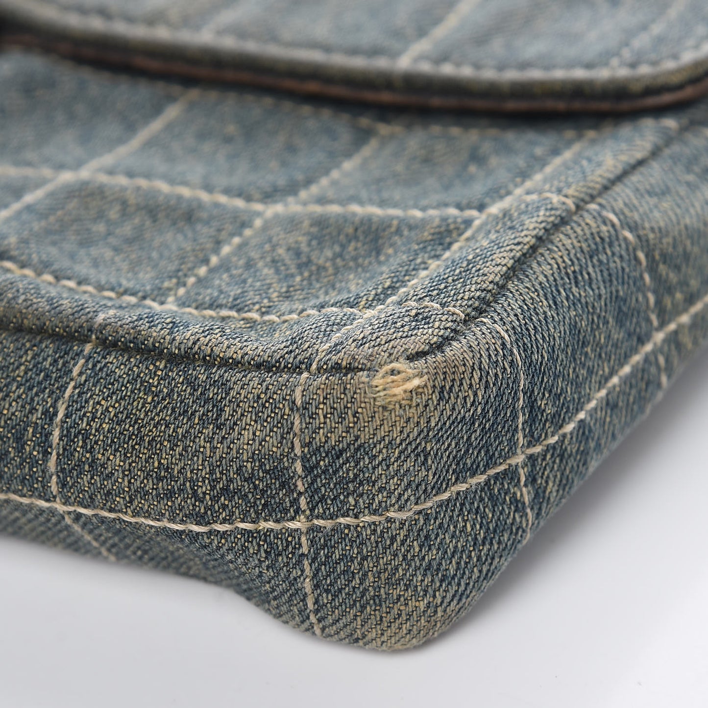 Denim Chocolate Bar Quilted East West Flap