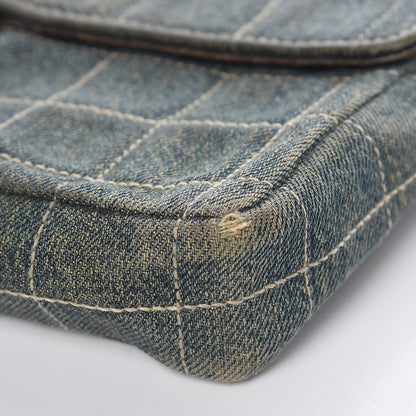 Chanel Denim Chocolate Bar Quilted East West Flap 14 of 15