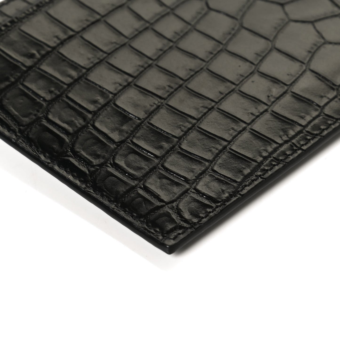 Calfskin Crocodile Embossed Monogram Bill Pouch Black