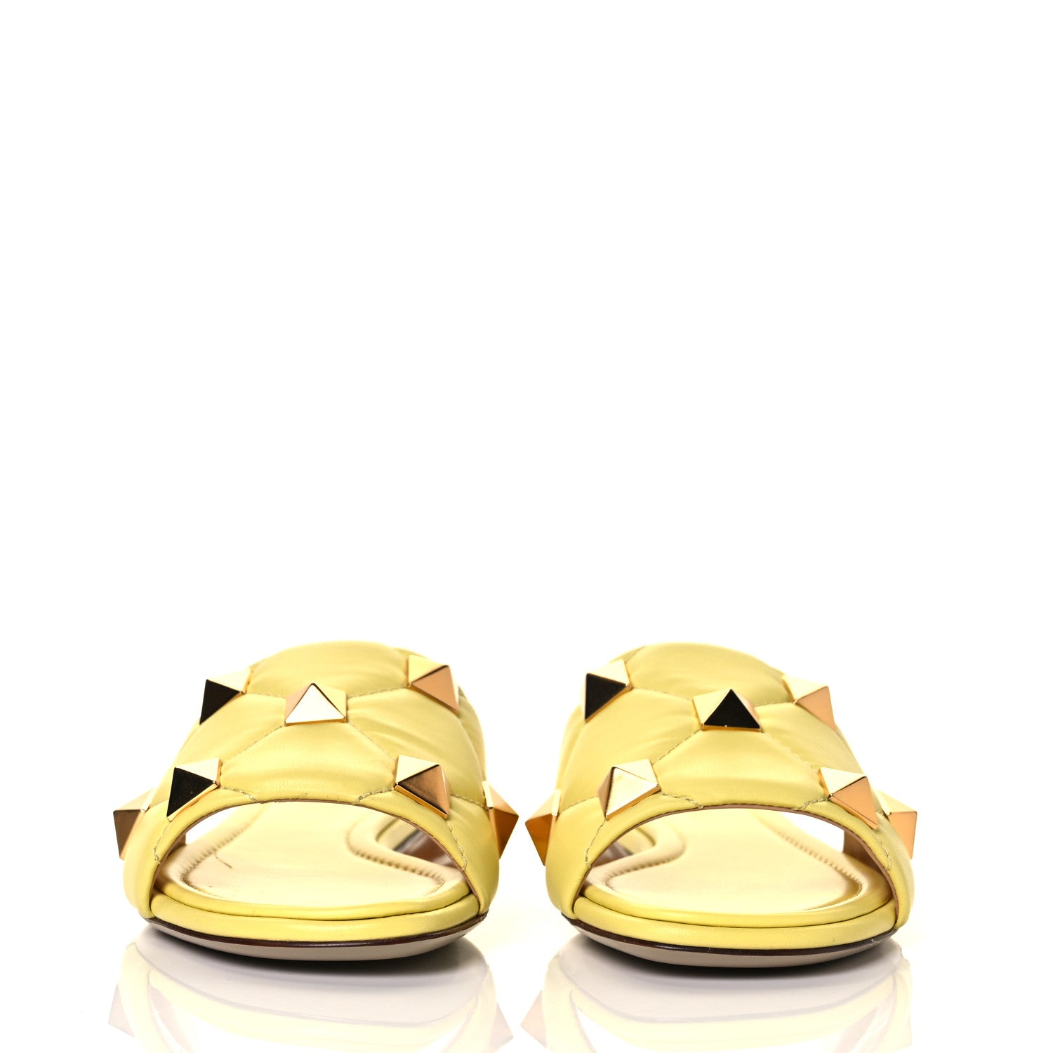 Valentino Garavani Nappa Roman Stud Flat Slide Sandals 36.5 Lime Sorbet 2 of 10