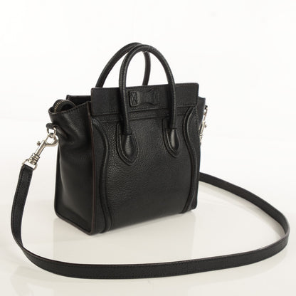 Celine Drummed Calfskin Nano Luggage Black 3 of 8