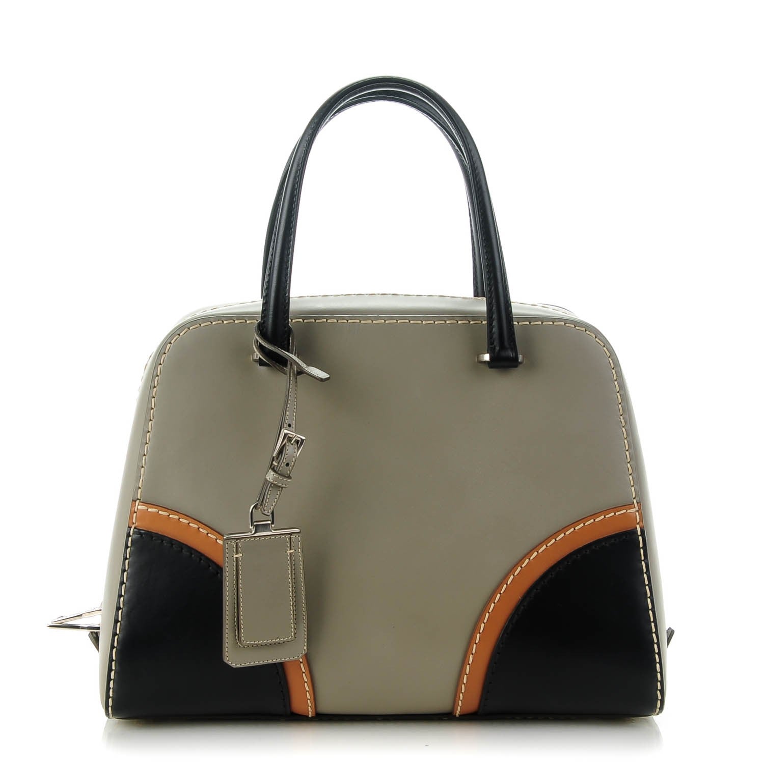 Prada Vachetta Tri-Color Satchel Argilla Black 1 of 10