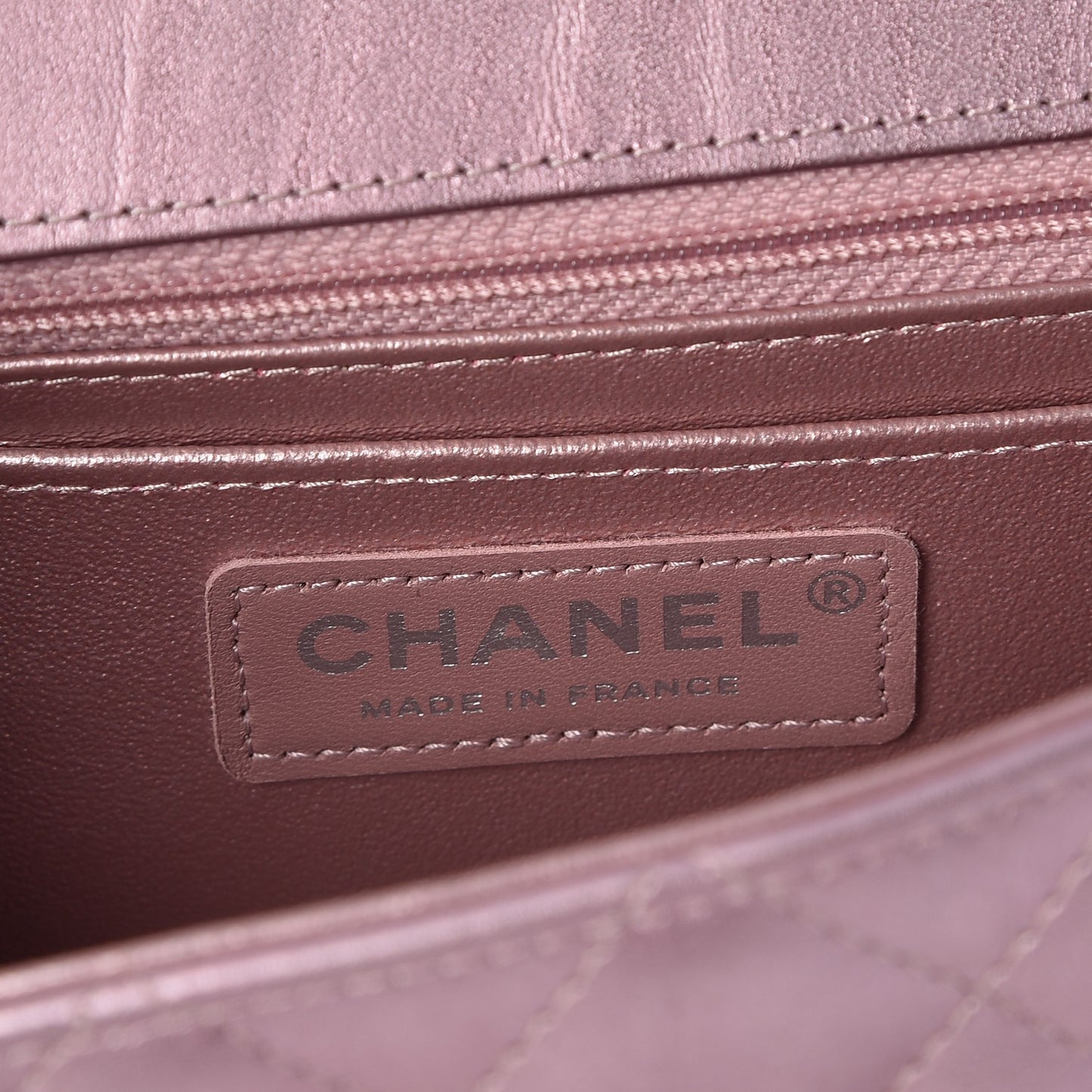 Metallic Calfskin Quilted Mini Rectangular Flap Pink