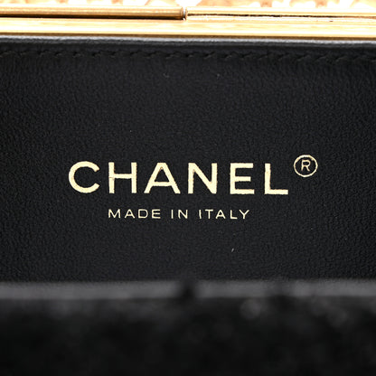 Chanel Metal Tweed Logo CC Minaudiere Flap Bag Black Gold 6 of 10