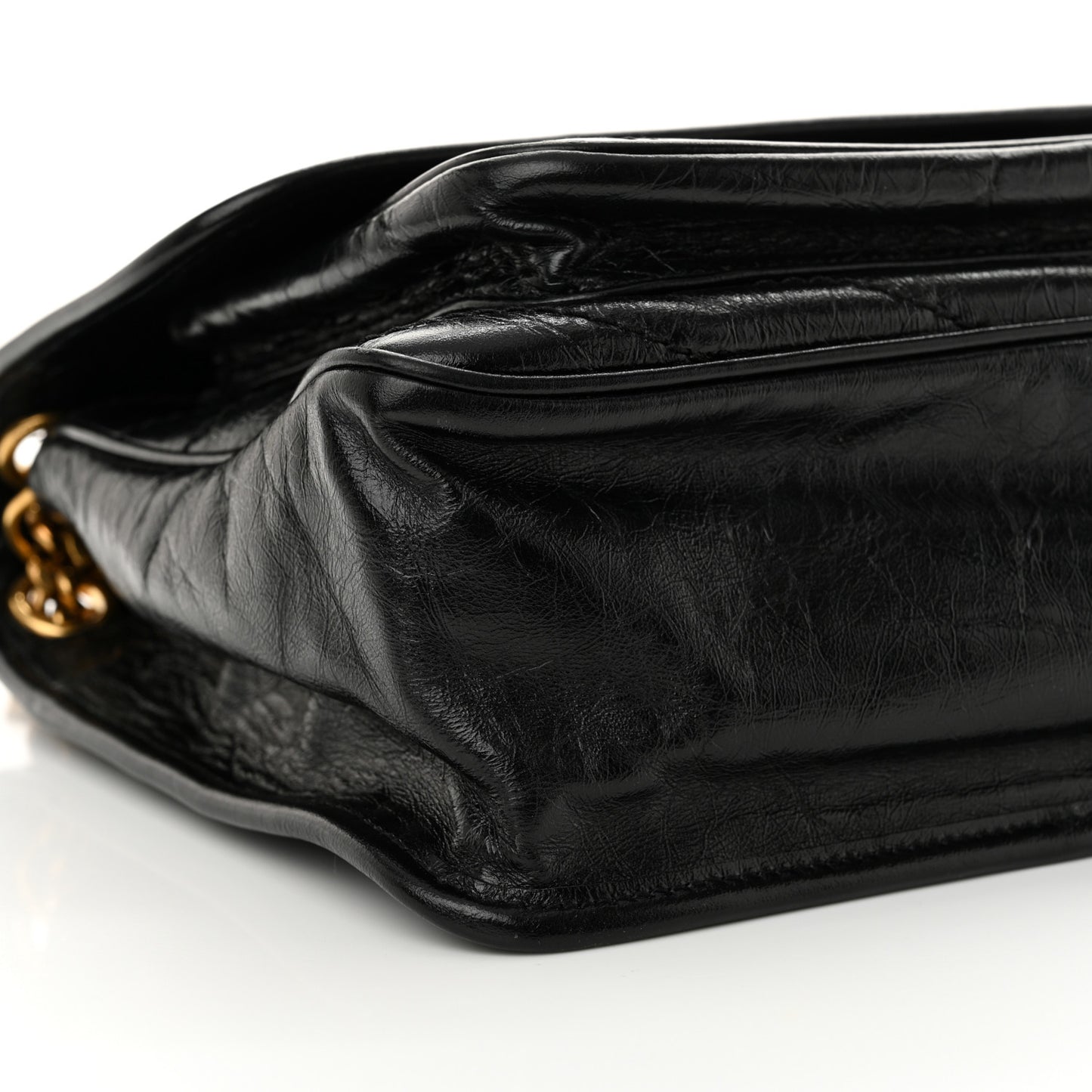 Crinkled Calfskin Matelasse Monogram Medium Niki Chain Satchel Black