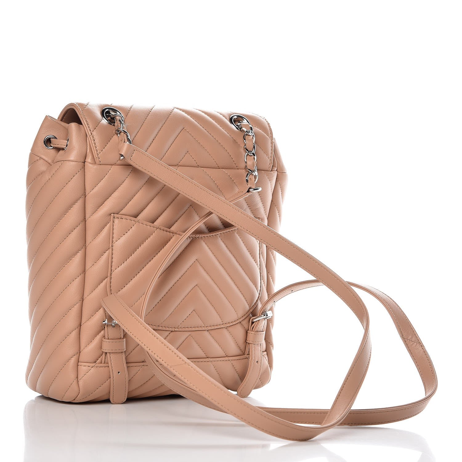 Chanel Calfskin Chevron Quilted Small Urban Spirit Backpack Beige 3 of 11