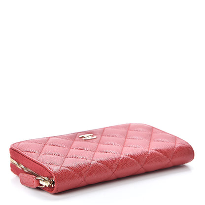 Chanel Caviar Quilted Medium Zip Around Wallet Red 4 of 9