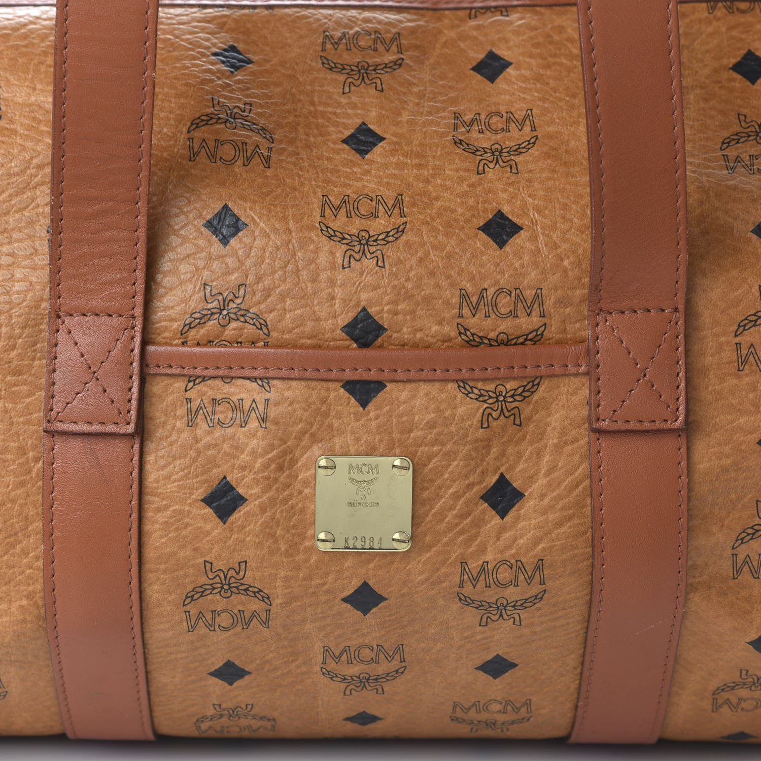 MCM Visetos Golf Duffle Bag Cognac 8 of 9