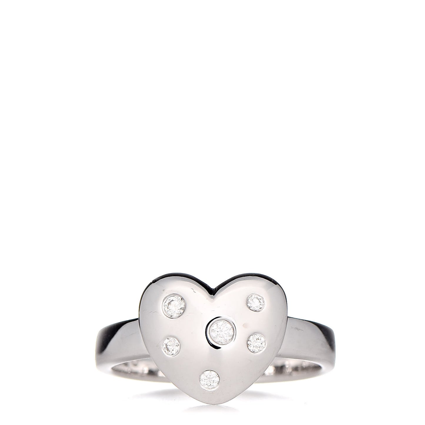 18K White Gold Diamond Etoile Heart Band Ring 50 5.25