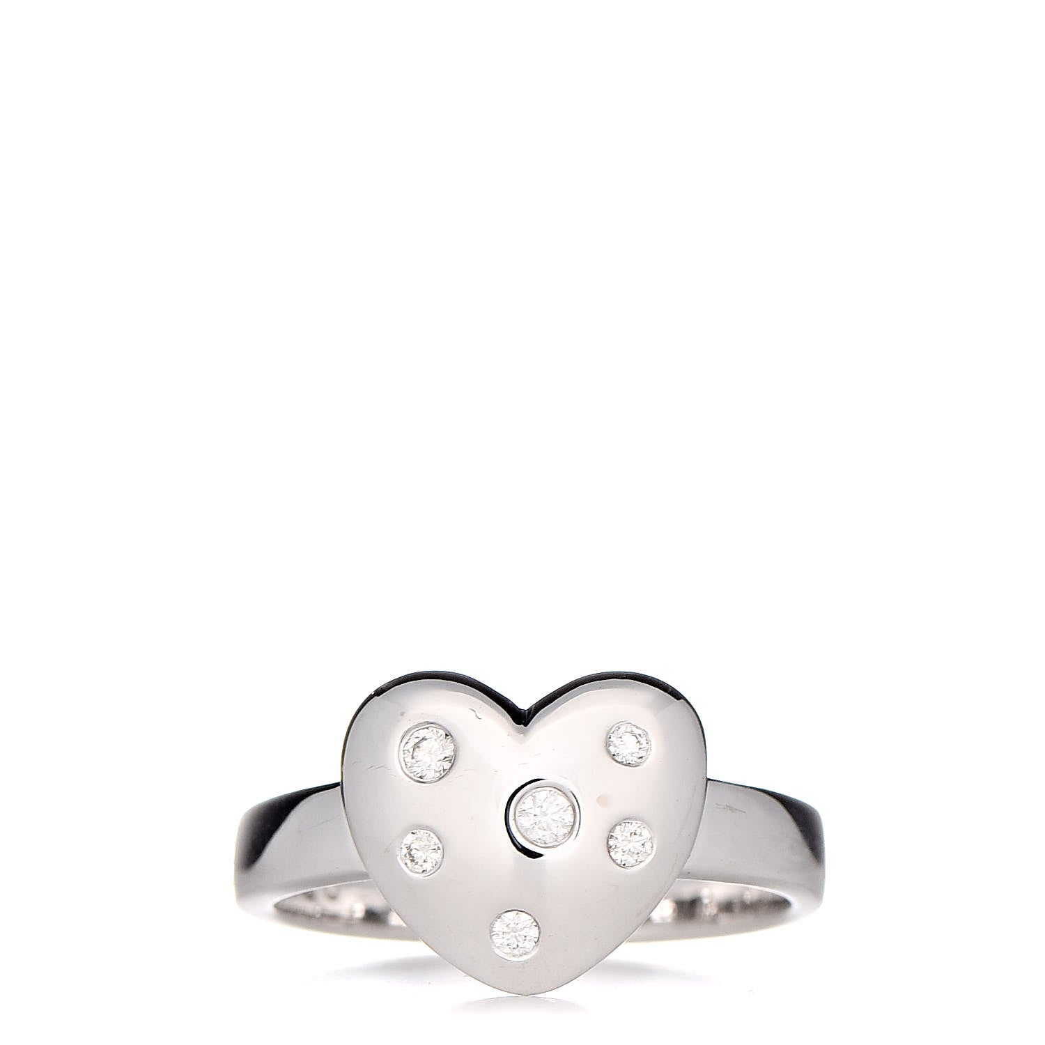 Tiffany 18K White Gold Diamond Etoile Heart Band Ring 50 5.25 1 of 6