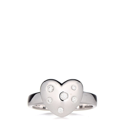 Tiffany 18K White Gold Diamond Etoile Heart Band Ring 50 5.25 1 of 6