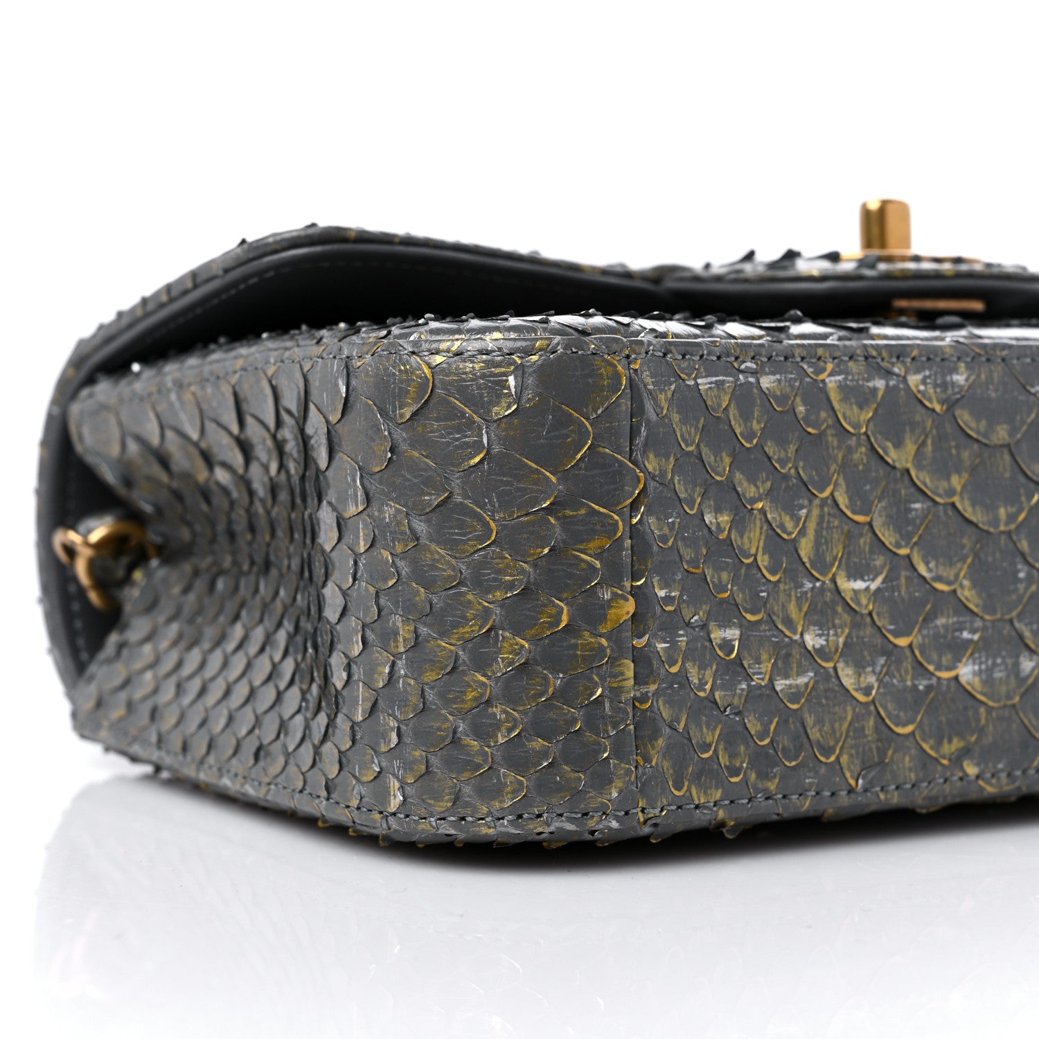 Chanel Snakeskin Mini Rectangular Flap Grey Gold 8 of 9
