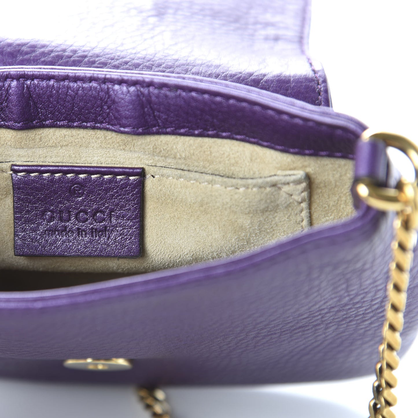 Metallic Pebbled Calfskin Small 1973 Chain Shoulder Bag Purple
