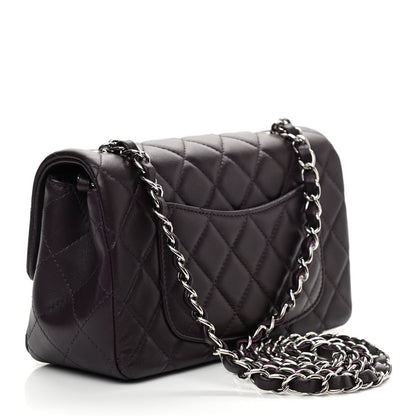 Chanel Lambskin Quilted Mini Rectangular Flap Dark Purple 3 of 9