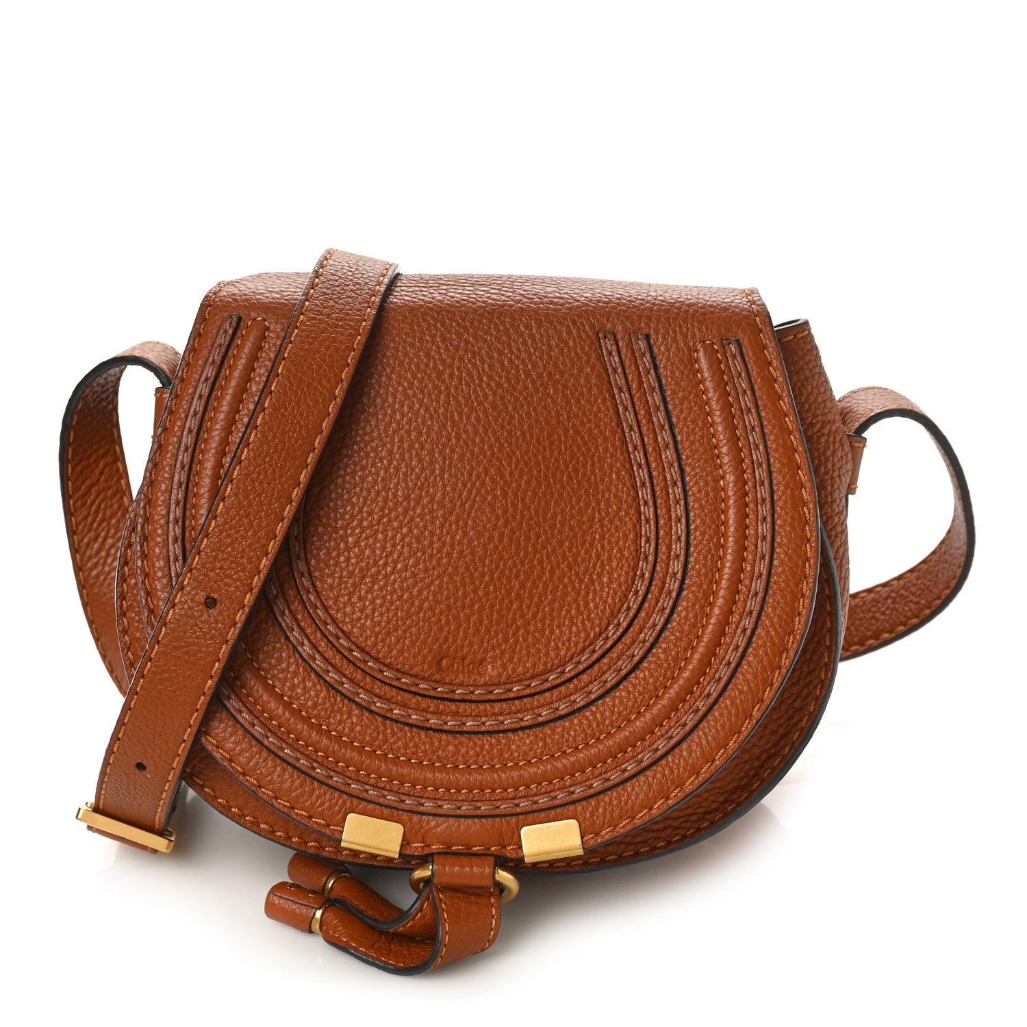 Chloe Grained Calfskin Small Marcie Saddle Bag Tan 1 of 11