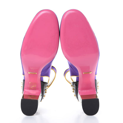 Gucci Satin Embroidered Dragon Caspar Pumps 41 Purple Oro Vecchio Black 5 of 11
