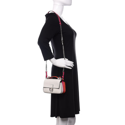 Fendi Vitello Dolce Nappa Flowerland Tri-Color Micro Double Baguette Fuxia White Ice Papavero 2 of 9