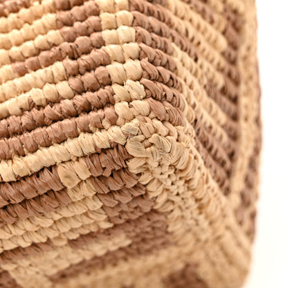 Fendi Raffia Cuoio Romano FF Crochet Small Roll Shopper Natural Dark Honey 13 of 13